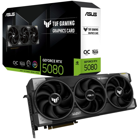Видеокарта ASUS TUF-RTX5080-O16G-GAMING, RTX 5080, 16G OC GDDR7, 256bit, HDMI, DP, BOX — фото 1