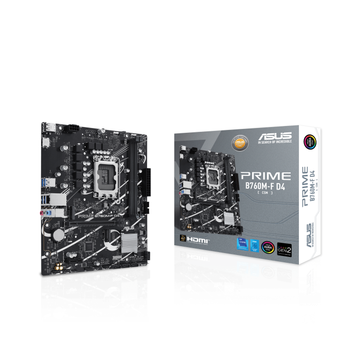 Сист.плата ASUS PRIME B760M-F, B760, 1700, 2xDDR5, PCI-E x16, PCI-E x1, 2xM2, SATA, DP, HDMI, BOX
