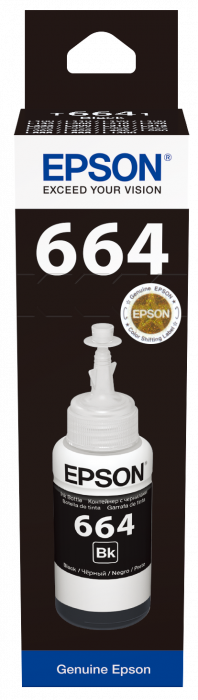 Контейнер с чернилами Epson C13T66414A L100/L200 Black ink bottle 70ml/ЖЕЛТАЯ НАКЛЕЙКА