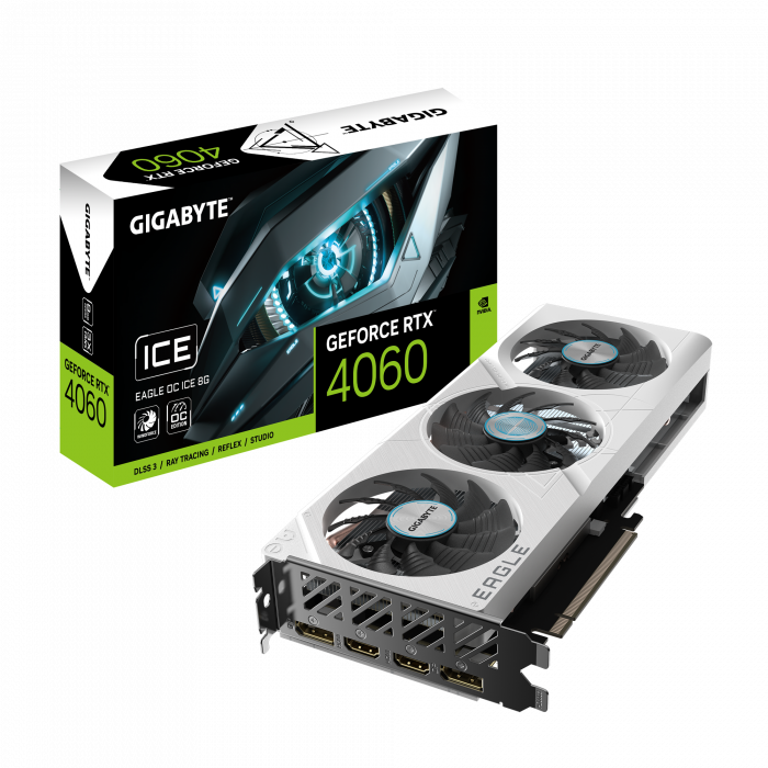 Видеокарта Gigabyte GV-N5060EAGLEOC ICE-8GD 1.0 1.0, 8Gb GDDR7, 128 Bit, HDMI, DP, WHITE, BOX
