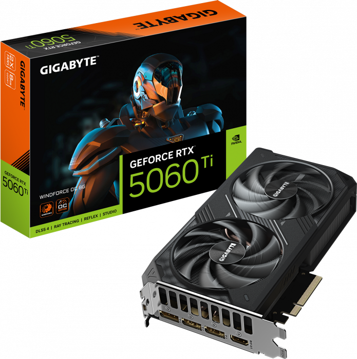 Видеокарта GV-N506TWF2OC-8GD, 8Gb GDDR7, 128 Bit, HDMI, DP, BOX
