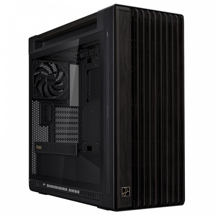 Корпус ASUS PROART PA602 WOOD TG PWM BLACK, деревянная панель на лицевой части, закаленное стекло, черный