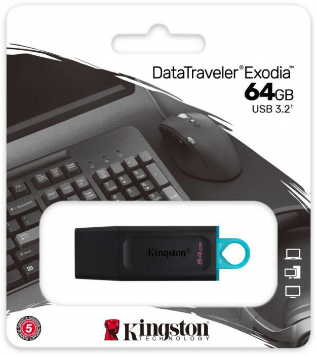 USB- Flash Kingston DTXM/64GB, USB 3.2 Gen 1, черный пластик