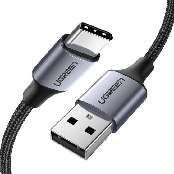Кабель UGREEN US288 USB-A 2.0 to USB-C Cable Nickel Plating Aluminum Braid 1m (Black) — купить в Lirotech