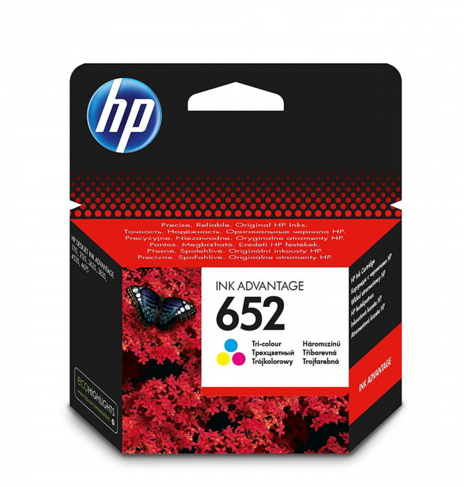 Картридж струйный HP 652 Ink Advantage, F6V24AE, Трехцветный, сов.модели DeskJet Ink Advantage 2135/3635/3835/4535/4675