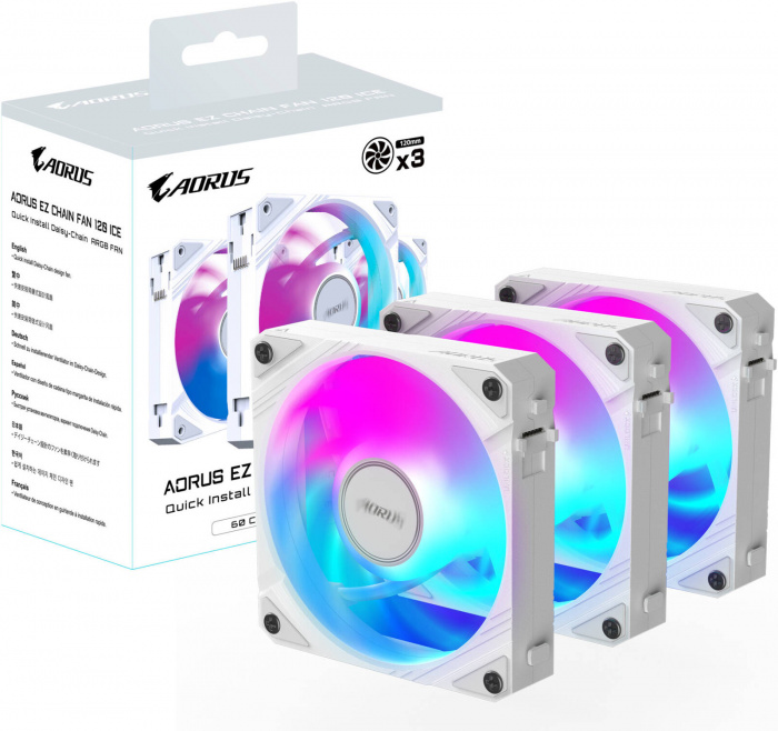 Комплект вентиляторов Gigabyte GP-ECFAN1203 ICE, WHITE
