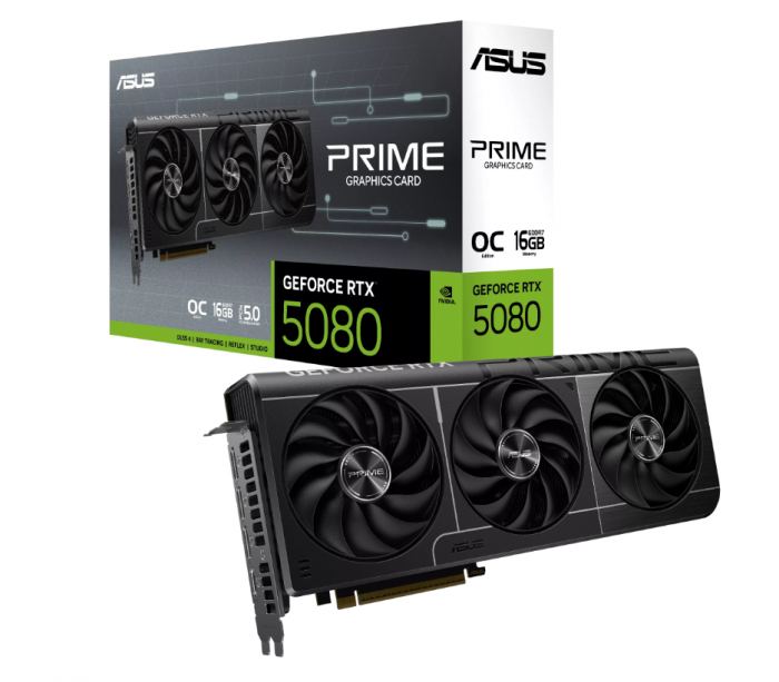 Видеокарта ASUS PRIME-RTX5080-O16G-EVO, RTX 5080, 16G OC GDDR7, 256bit, HDMI, DP, BOX