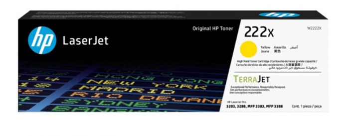 Лазерный картридж увеличенной емкости HP W2222X желтый 222X для HP LJ3303/LJ3203 (2500 стр)