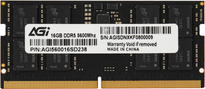 ОЗУ AGI SODIMM 16Gb DDR5, 5600MT/s, CL40, 1.1v, AGI560016SD238-ST