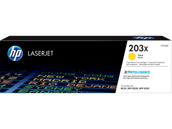 Оригинальный картридж увеличенной емкости HP 203X LaserJet 203X, желтый CF542X