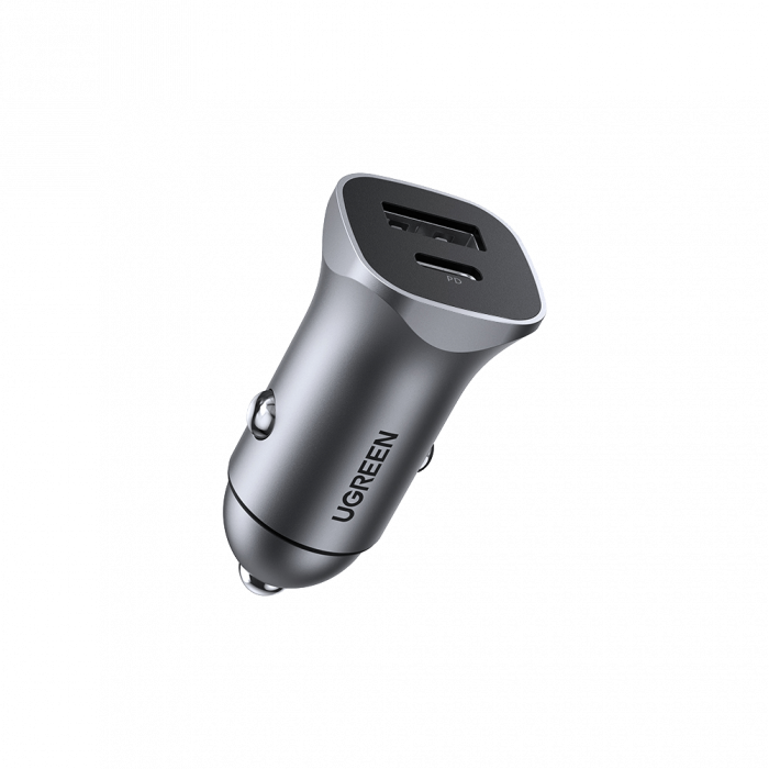 Автомобильное ЗУ Ugreen CD130 USB-C PD+USB-A QC 24W Fast Car Charger, 30780