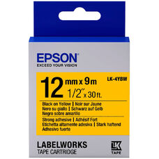 Лента повышенной адгезии Epson C53S654014, LC-4YBW9, 12 мм, желтая/черная, 9м /ЖЕЛТАЯ НАКЛЕЙКА