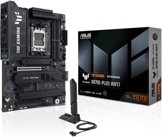 Сист.плата ASUS TUF GAMING X870E-PLUS WIFI7, X870E, AM5, 4xDDR5, 2xPCI-E x16, PCI-E x1, M2, SATA, HDMI, 2xUSB 40Gbps
