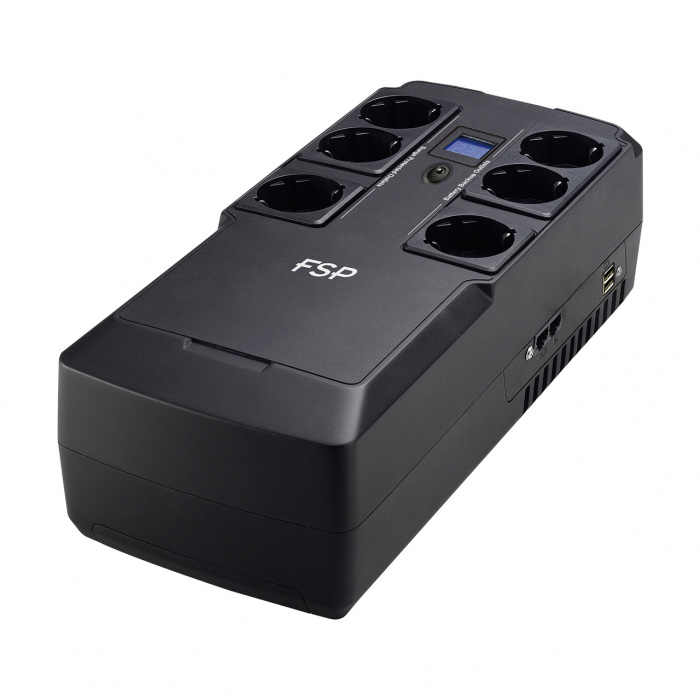 ИБП FSP Nanofit 800 480W/батарея 12V 5Ah/2xUSB charger 5V/1A//RJ45/6 розеток Euro/ЖК-дисплей