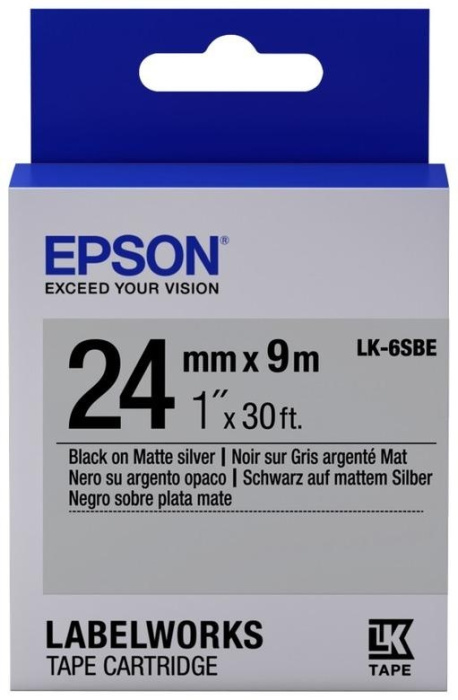 Лента Epson C53S656009 Label Cartridge Matte LK-6SBE Black/Matt Silver 24mm (9m)