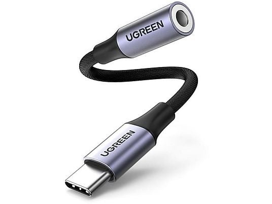 Кабель Ugreen AV161 USB Type C - 3.5mm аудио, оплетка, 0.1M, Space Gray, 80154