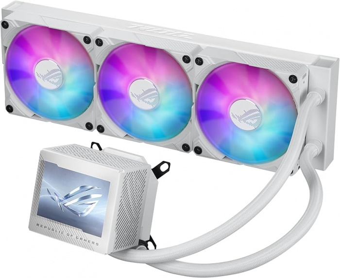 СЖО ASUS ROG Ryujin III 360 ARGB WHT Extreme, Asetekapos;s Emma Gen8 V2 Pump, magnetic ROG ARGB fans, LCD DISPLAY, WHITE,BOX