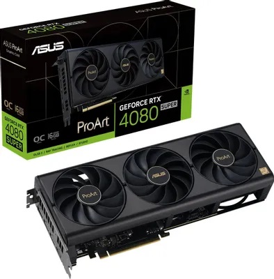 Видеокарта ASUS PROART-RTX4080S-O16G, 16Gb GDDR6X, 256Bit Interface, 10420 Cuda Cores, HDMI, DP, BOX