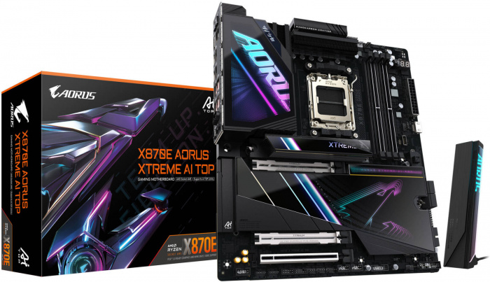 Сист.плата Gigabyte X870E AORUS XTREME, AM5, 4xDDR5, PCI-E5 x16, 4xM.2, SATA6, HDMI, DPx3, Wi-Fi7, LAN10GbE, BOX