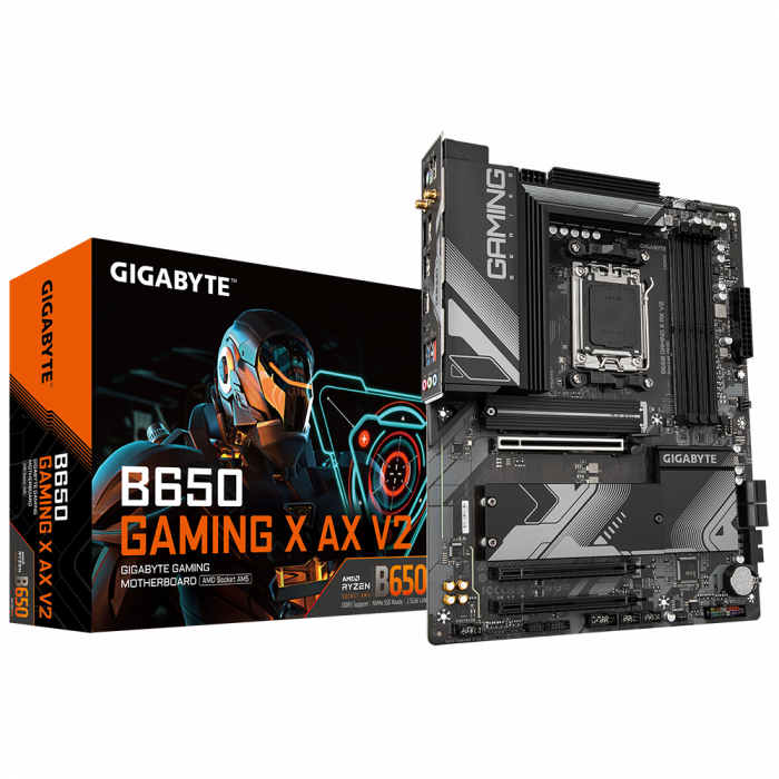 Сист.плата Gigabyte B650 GAMING X AX,B650,4xDDR5,PCI-E4 x16,1xPCI-E x1,1xM.2,6xSATA, HDMI, DPx1, Wi-Fi6E, LAN2.5GbE, BOX