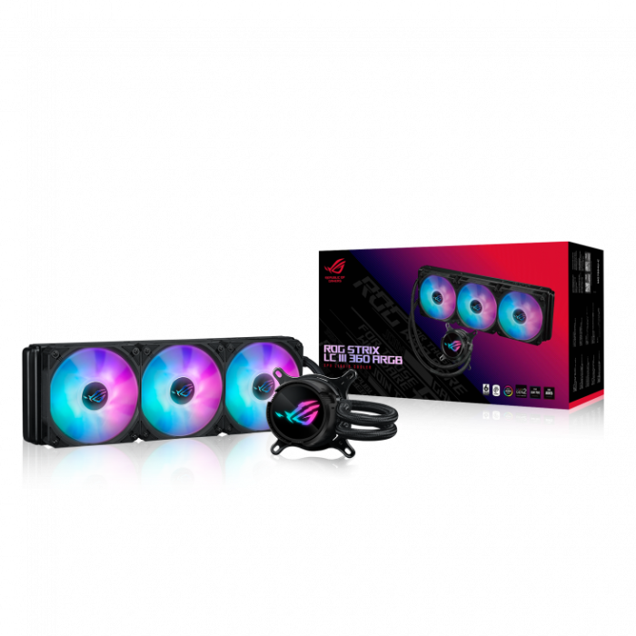 Водяное охлаждение CPU Asus ROG STRIX LC III 360 ARGB 120mm Liquid CPU Cooler, 3 x12cm PWM Fan, ARGB