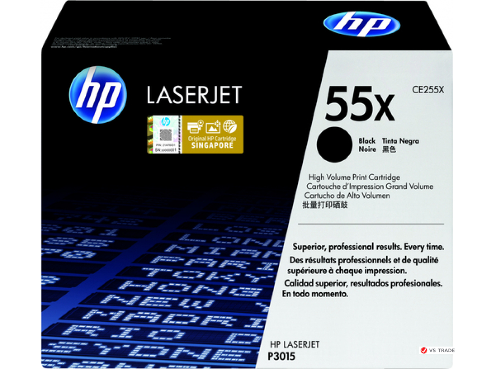 Картридж лазерный HP CE255X черный, для Laser Jet P3015/P3011, 12500 страниц, повышенной емкости