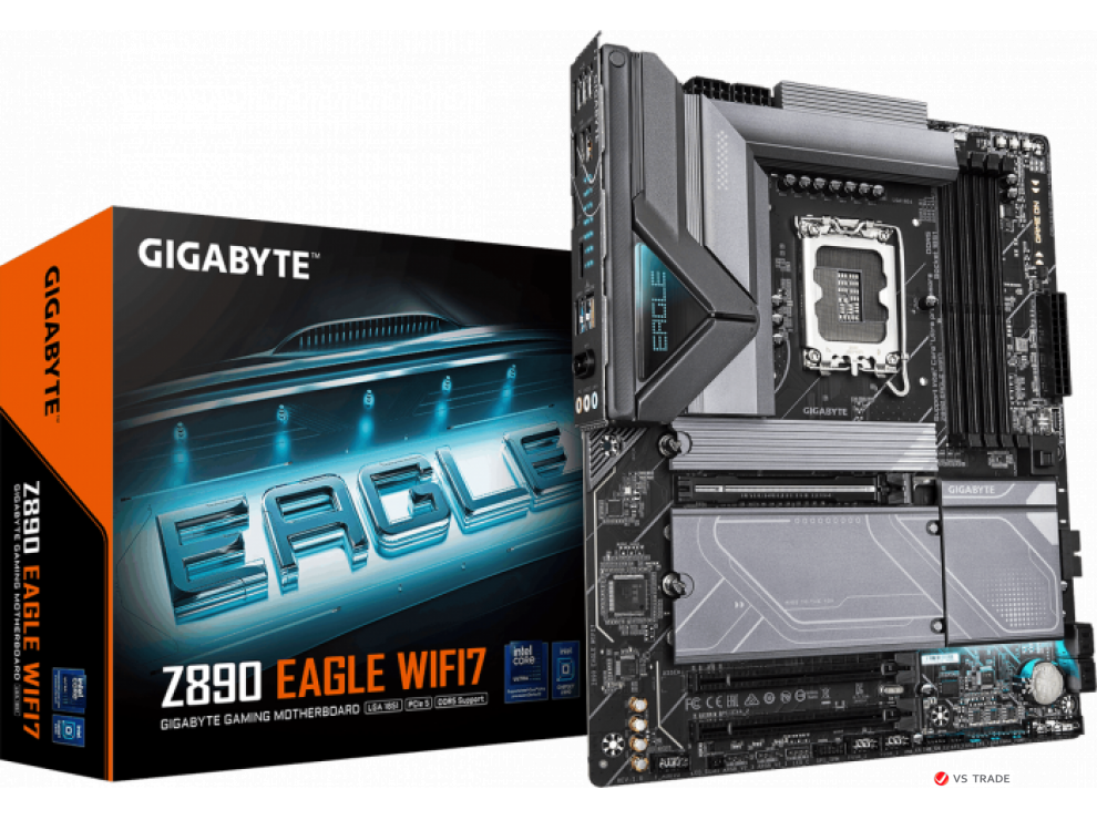 Сист.плата Gigabyte Z890 EAGLE WIFI7 1.0, Z890, 1851, 4xDIMM DDR5, PCI-E x16, PC Ix1, M.2, SATA, WIFI 7, BOX