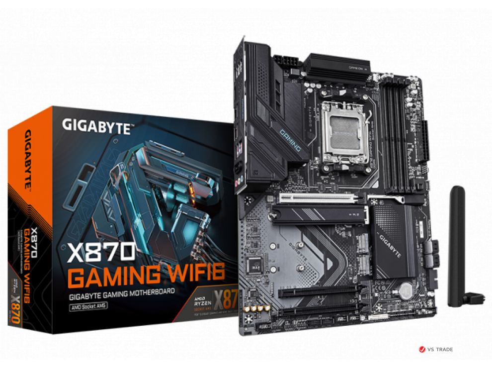 Сист.плата Gigabyte X870 GAMING WF6 1.0, X870, AM5, 4xDIMM DDR5, 3xPCI-E x16, 3xM.2, 4xSATA, HDMI, 2xUSB4, WIFI6, BOX