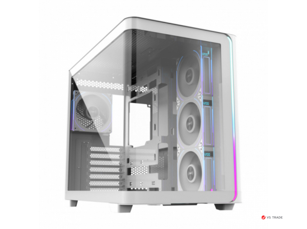 Корпус FSP M580-WP, Panoramic ATX Mid Tower, ATX(BTF), M-ATX, Mini-ITX, USB3.0 x 2, Type-C, Curved Glass, White