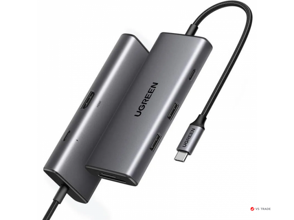 Конвертер Ugreen CM498 USB-C To HDMI+2*USB 3.2 A+ USB-C 3.2+SD/TF+PD 15531