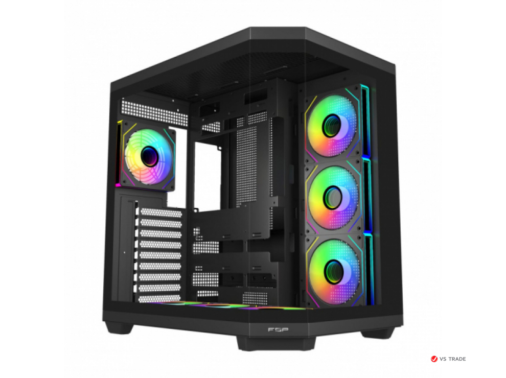 Корпус FSP U580-BA, ULTRA Tower ATX, ATX(BTF), M-ATX, Mini-ITX, VGA up to 415mm, 7xARGB FAN, Black