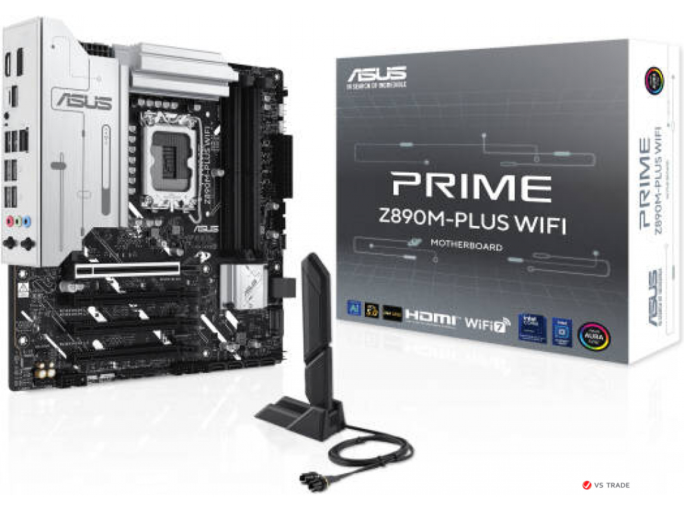 Сист.плата ASUS PRIME Z890M-PLUS WIFI, Z890, 1851, 4xDDR5, PCI-E x16, M2, SATA, DP, HDMI, USB-C 20GBps, WIFI7, BOX