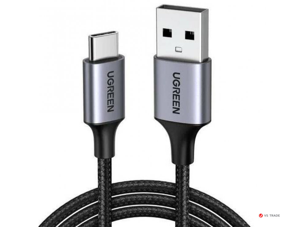 Кабель UGREEN US288 USB-A 2.0 to USB-C Cable Nickel Plating Aluminum Braid 1.5m (Black)