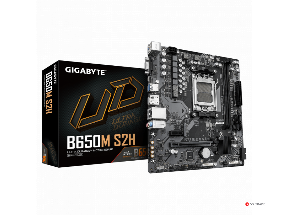 Сист.плата Gigabyte B650M S2H, B650, 4xDDR5, PCI-E4 x16, 1xPCI-E x1, 1xM.2, 4xSATA, HDMI, LAN1GbE, BOX
