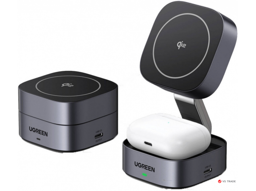Беспроводная зарядка Ugreen W702 35316 2-in-1/15W Magnetic  Wireless Charger for IPhone + AirPods