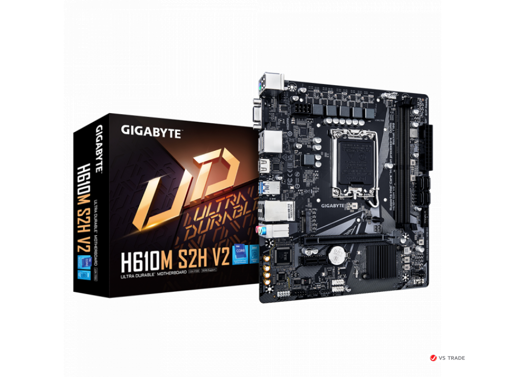 Сист.плата Gigabyte H610M S2H V2, H610, 1700, 2xDDR5, PCI-E x16, PCI-E x1, M2, SATA, 2xDP, HDMI, D-Sub, BOX