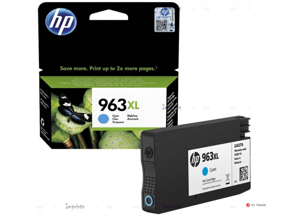 Оригинальный струйный картридж увеличенной емкости HP 963XL, голубой (3JA27AE)