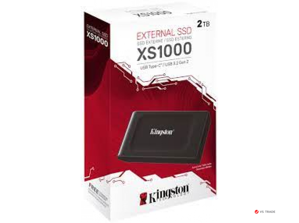 Внешний SSD Kingston SXS1000/2000G 2TB, USB 3.2 Gen 2, до 1050 МБ/с (чтение), 1000 МБ/с (запись), кабель USB-C к USB-A