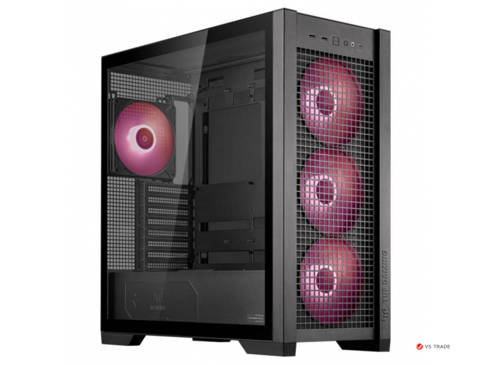 Корпус для ПК ASUS TUF GAMING GT302 TG ARGB BLACK, Mid Tower, EATX, ATX, mATX, PWM, ARGB