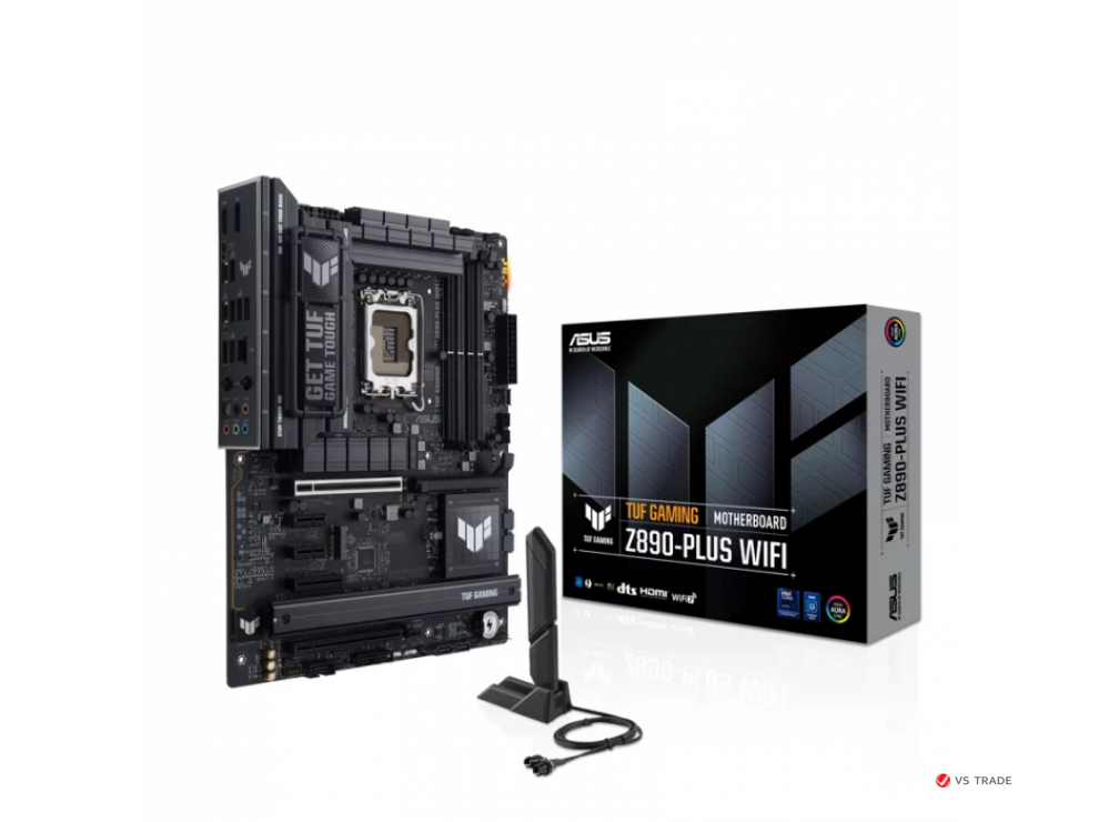 Сист.плата ASUS TUF GAMING Z890-PLUS WIFI, Z890, 1851, 4xDDR5, PCI-E x16, PCI-E x1, M2,SATA,DP,HDMI,Thundrbolt. WIFI,BOX