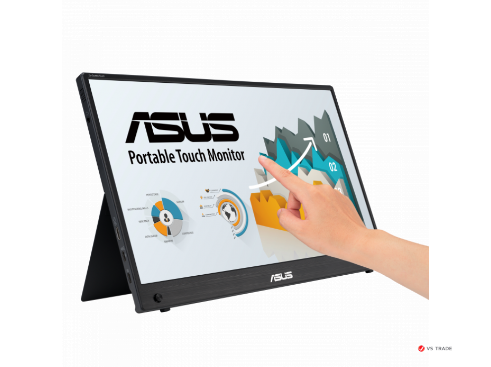 Монитор ASUS ZenScreen Touch MB16AMT,15.6" FHD(1920x1080x60Hz),IPS,10p touch,Built-in Batt,mHDMI,kickstand,tripod socket