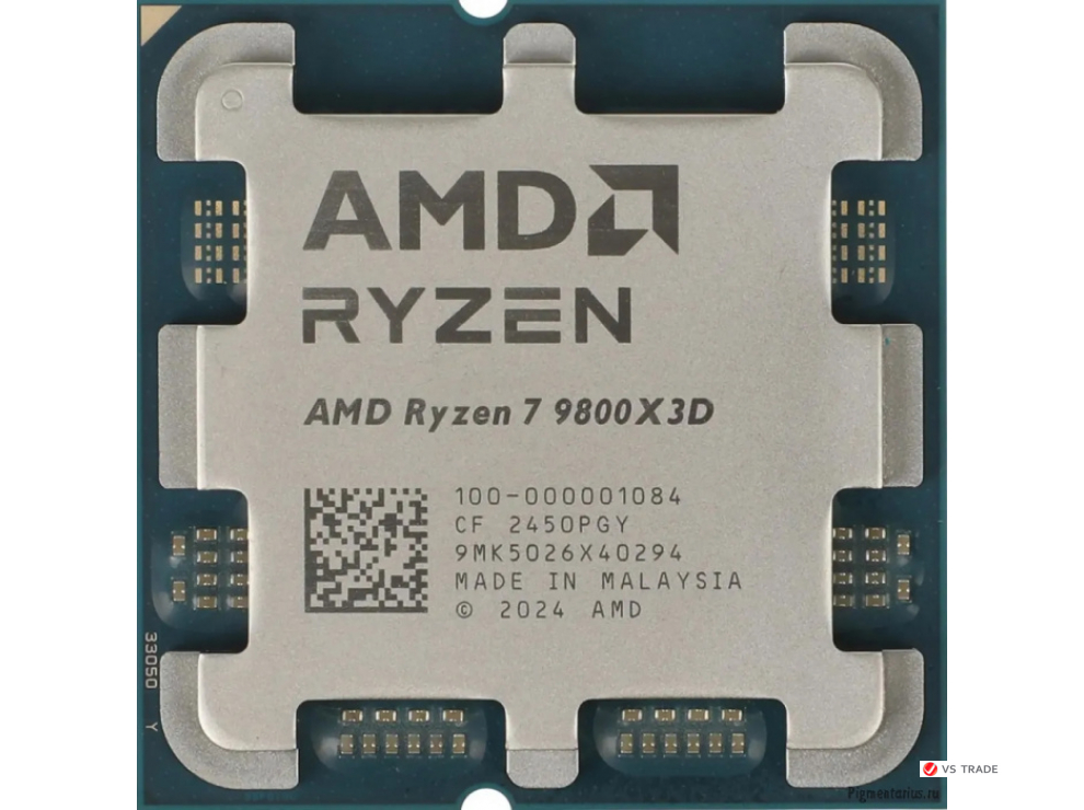Процессор AMD Ryzen 7 9800X3D, AM5, 8C/16T, 4.5GHz base, 5.4GHz Turbo, L3 128Mb 3D V-Cache, 100-000001084, Tray
