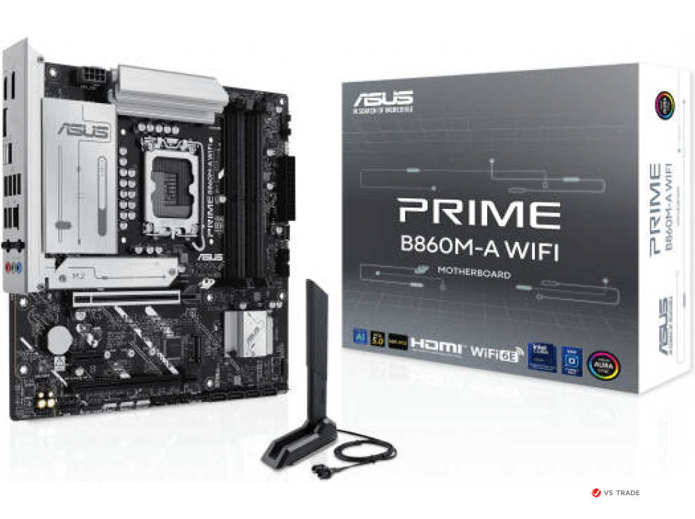 Сист.плата ASUS PRIME B860M-A WIFI, B860, 1851, 4xDDR5, 2xPCI-E x16, PCI-E x1, M2, SATA, HDMI, DP, USB 20Gbps,WIFI6E,BOX