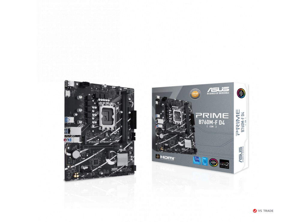 Сист.плата ASUS PRIME B760M-F, B760,  1700, 2xDDR5, PCI-E x16, PCI-E x1, 2xM2, SATA, DP, HDMI, BOX