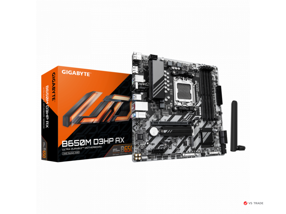 Сист.плата Gigabyte B650M D3HP AX, B650, 4xDDR5, PCI-E4 x16, 1xPCI-E x1, 1xM.2, 6xSATA, HDMI, DPx1,Wi-Fi6E,LAN2.5GbE,BOX