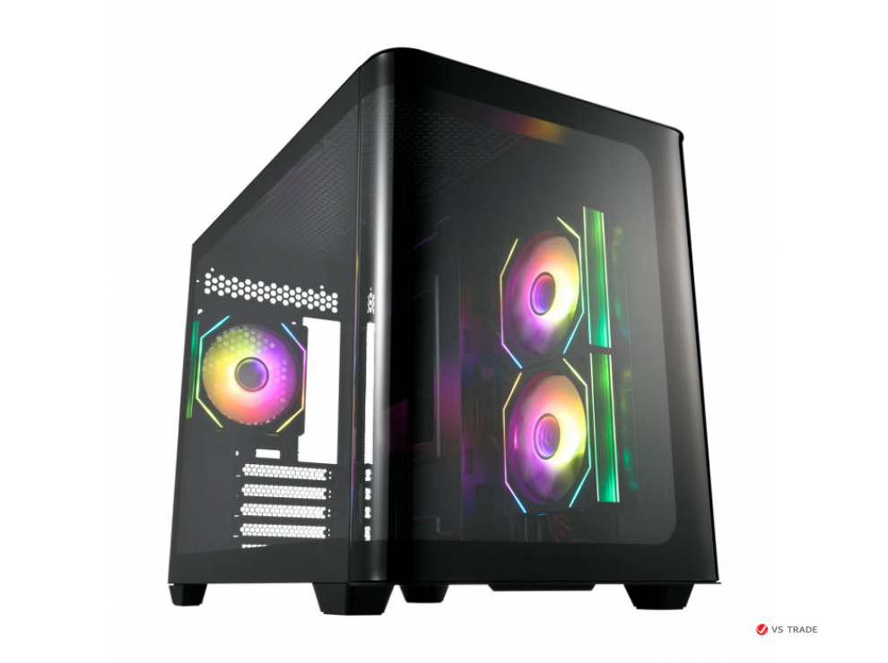 Корпус FSP S380-BA, Mid-Tower, M-ATX, Mini-ITX,USB 3.2 Gen 1 Type-A,USB 3.2 Gen 1 Type-C,ARGB вентиляторы,3x120мм,черный