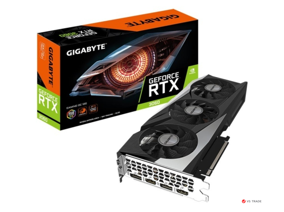Видеокарта Gigabyte RTX 3060 {GV-N3060GAMING OC-12GD}, 12Gb/192bit GDDR6, 2xHDMI 2.1, 2xDP 1.4a, BOX