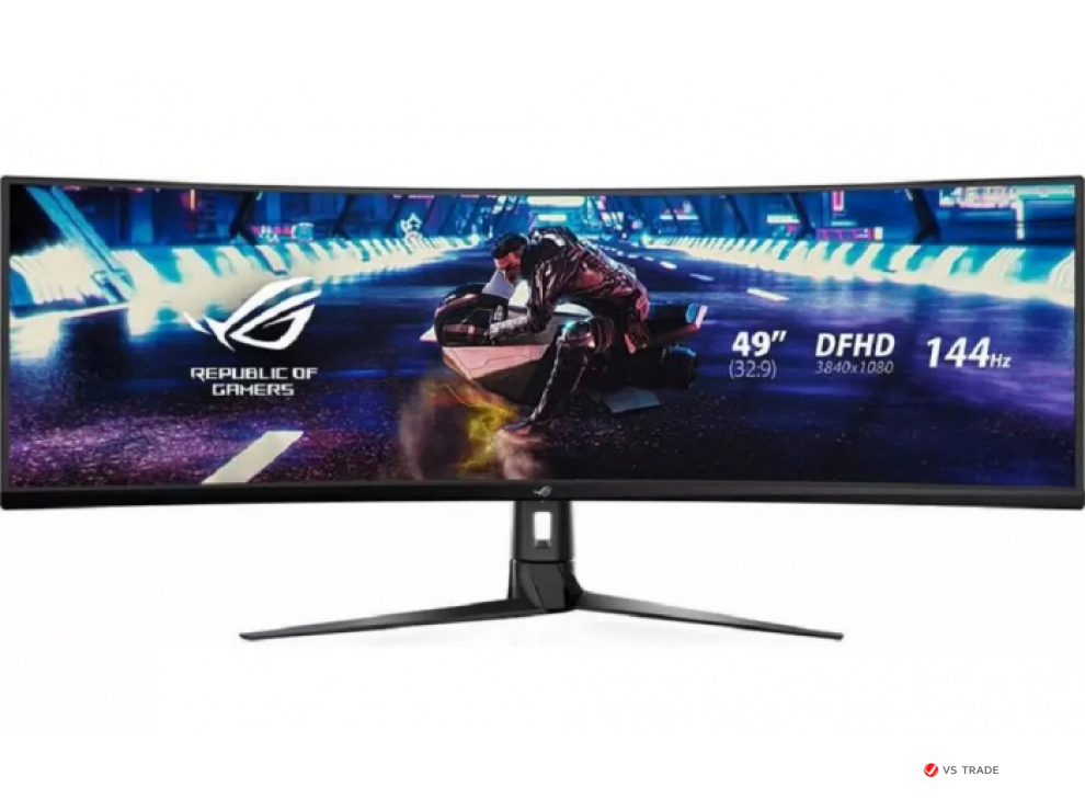 Монитор ASUS XG49VQ VA,49",32:9 UHD(3840x1080x144 Hz),400cd/m2,HDR 400,3000:1,178/178,4ms,Spks 5W,DP,2HDMI,3xUSB