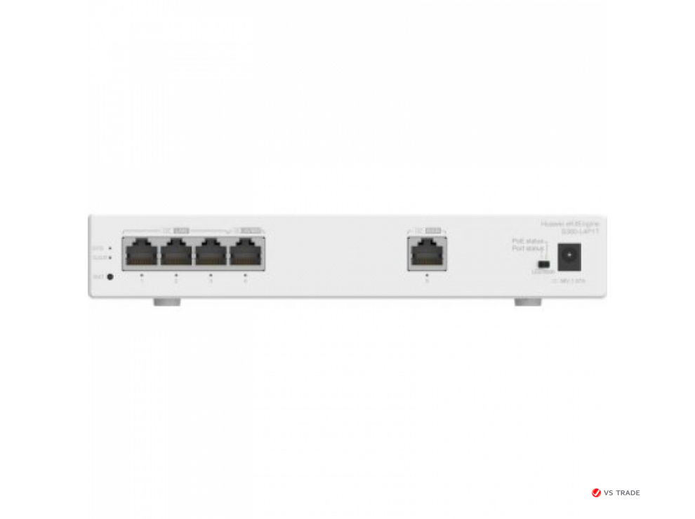 Шлюз мультисервисный Huawei S380-L4P1T (1xGE WAN, 4xGE LAN, PoE+ 50W, 150 users, f.performance 2Gbps,12V DC)