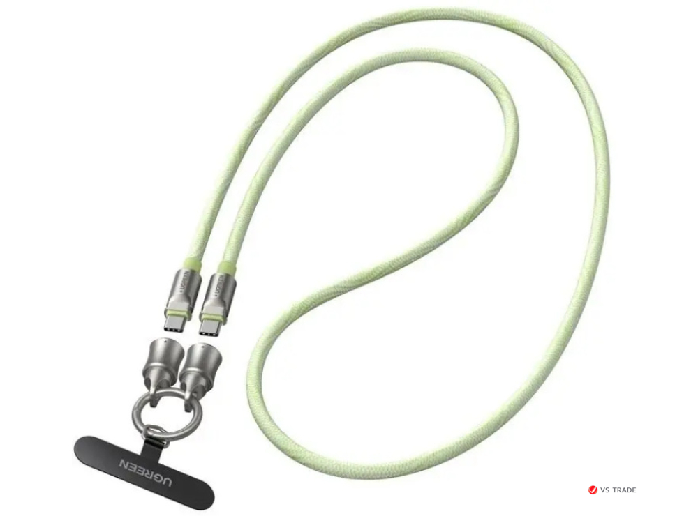 Кабель  UGREEN L508 35500 USB 2.0 60W 1.2m Green Плетёный с петлёй